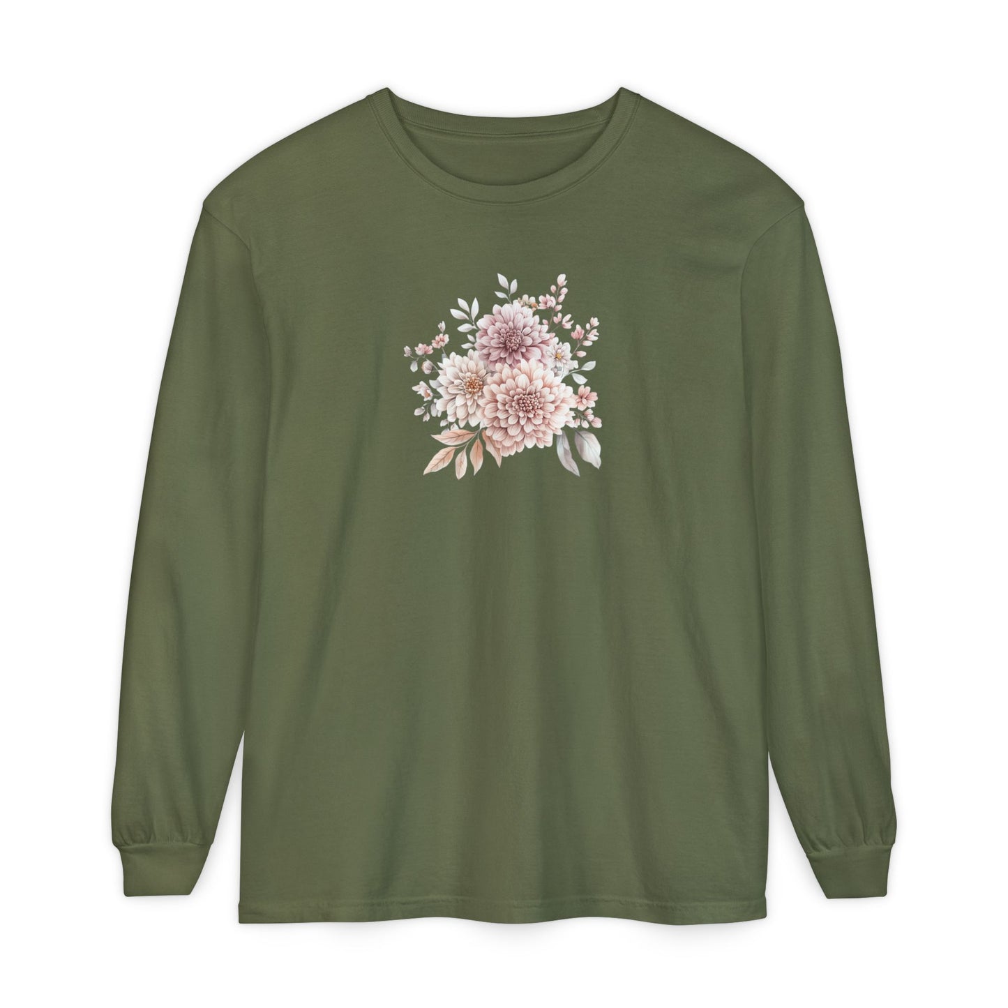 Floral Long Sleeve Tee, Cozy Gift for Her, Inspirational Spring Shirt, Boho Style Top, Perfect for Relaxing at Home