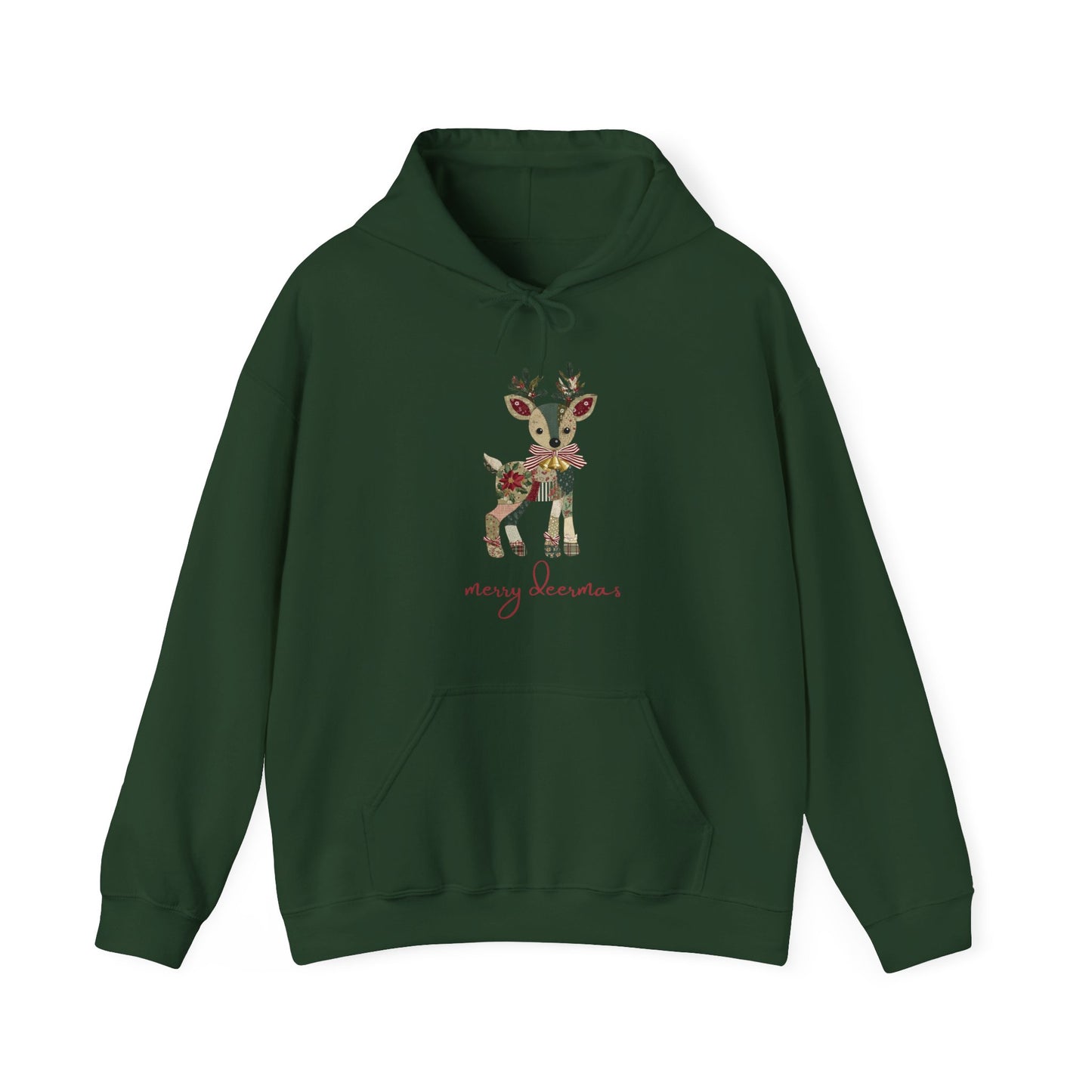 Festive Reindeer Hooded Sweatshirt | Christmas Gift, Cozy Hoodie, Holiday Sweater, Unisex Pullover, Winter Apparel