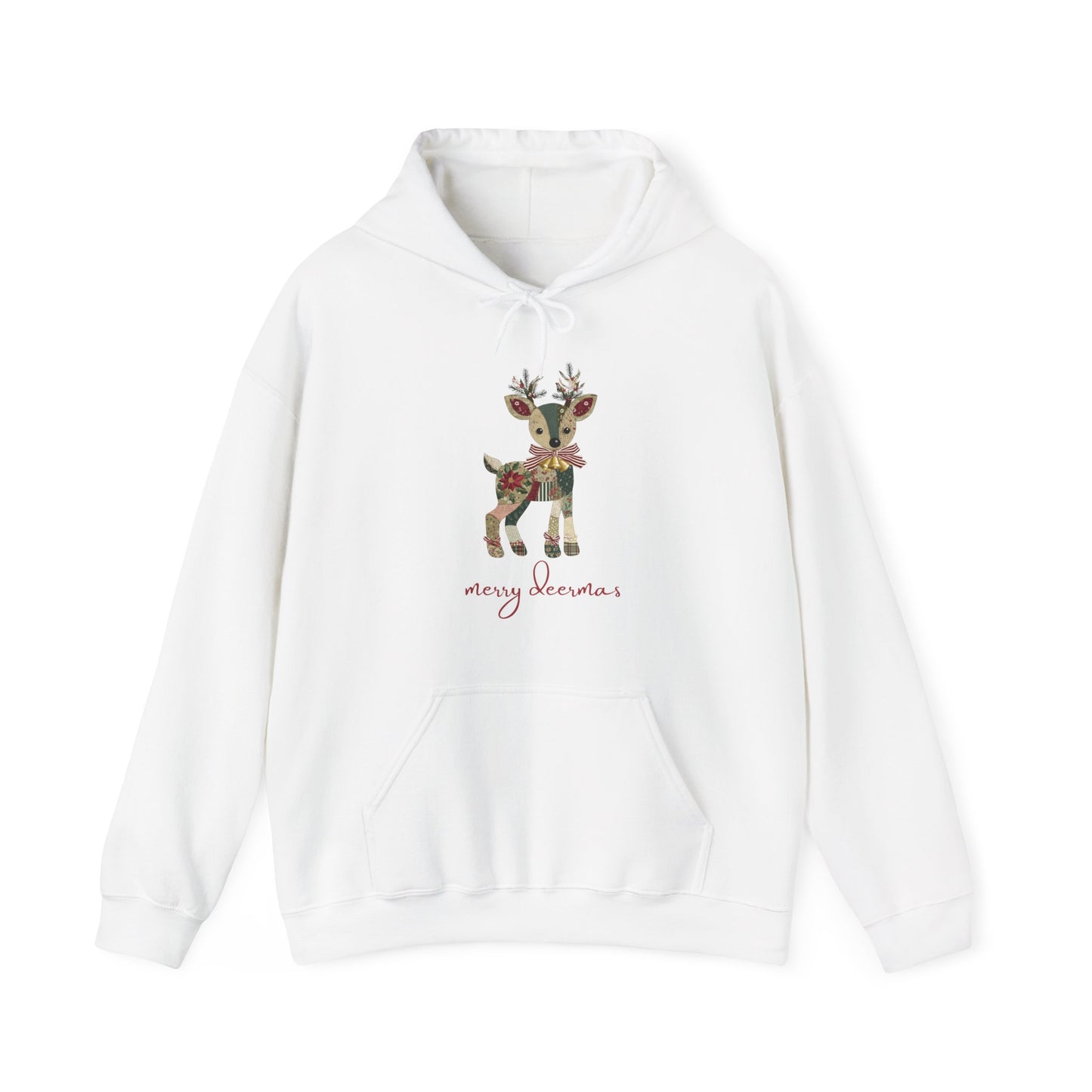 Festive Reindeer Hooded Sweatshirt | Christmas Gift, Cozy Hoodie, Holiday Sweater, Unisex Pullover, Winter Apparel