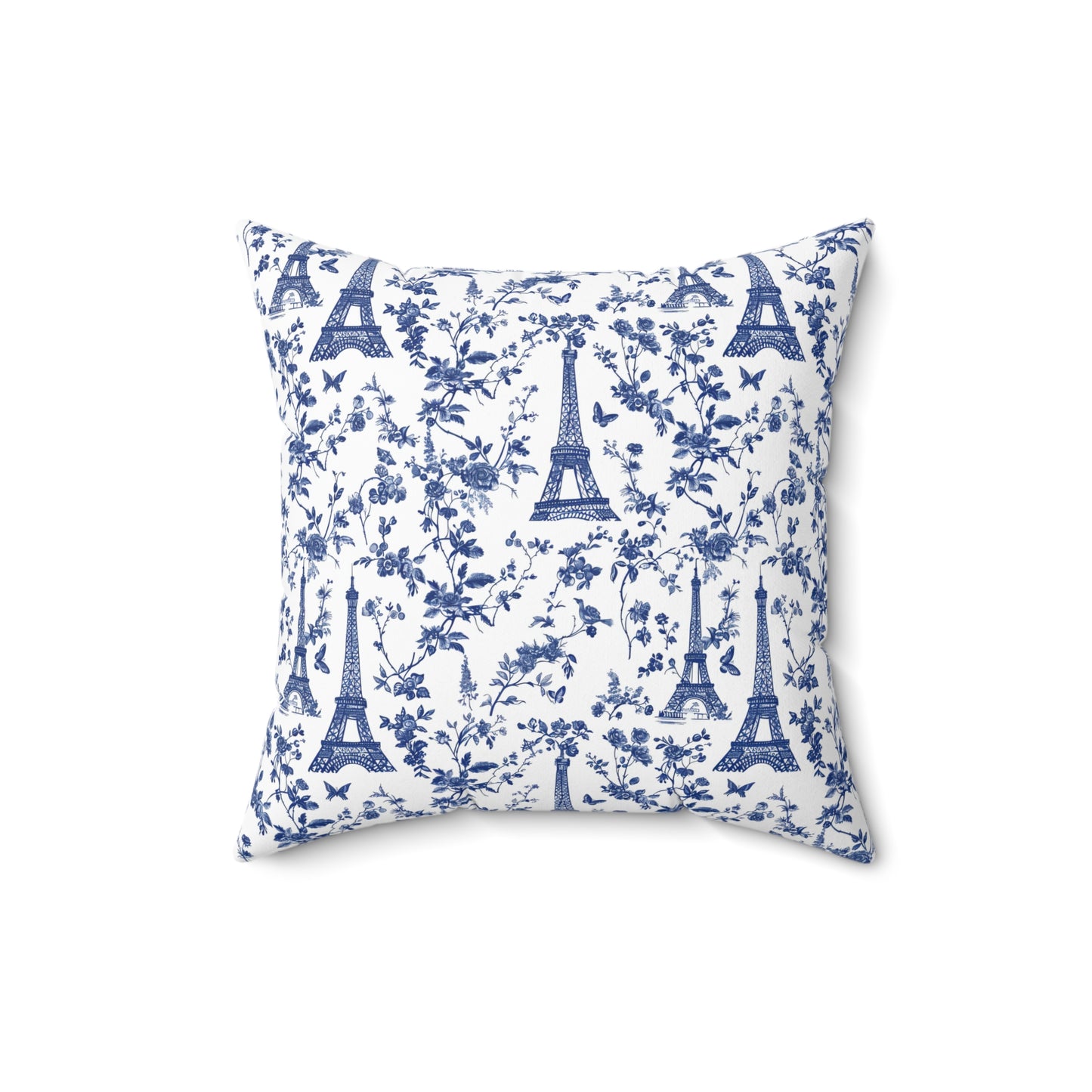 French Blue Eiffel Tower Pillow | Paris Toile de Jouy Cushion Cover | French Country Decor | Cottagecore Throw Pillow | Chic Home Gift