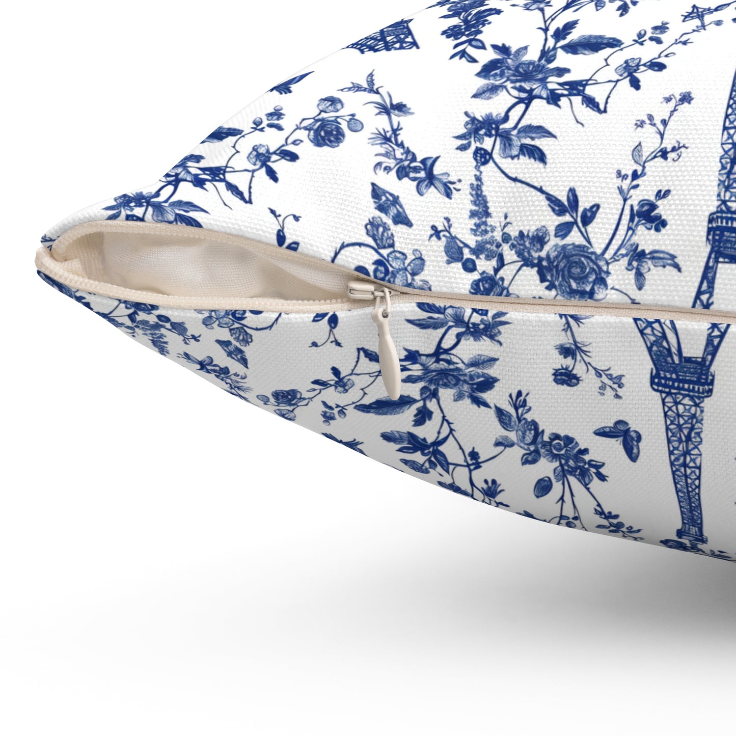 French Blue Eiffel Tower Pillow | Paris Toile de Jouy Cushion Cover | French Country Decor | Cottagecore Throw Pillow | Chic Home Gift