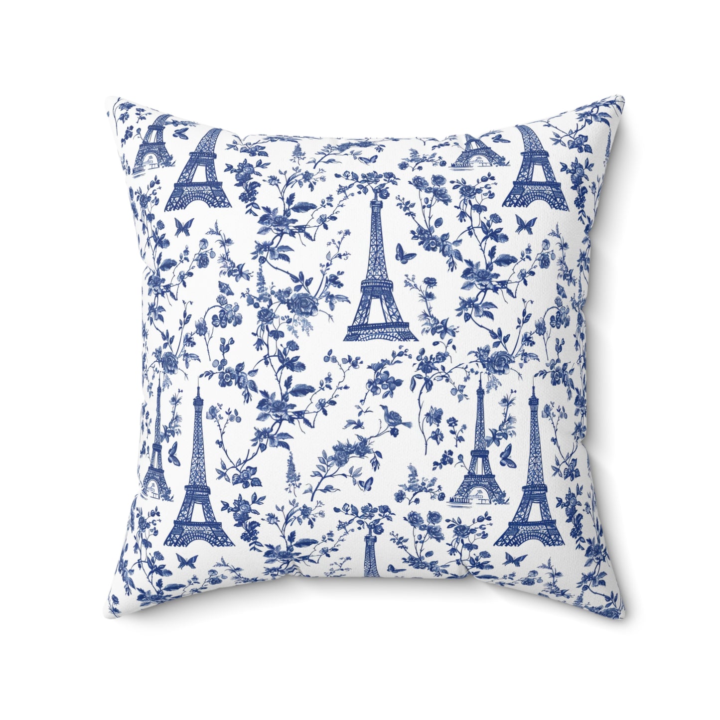 French Blue Eiffel Tower Pillow | Paris Toile de Jouy Cushion Cover | French Country Decor | Cottagecore Throw Pillow | Chic Home Gift