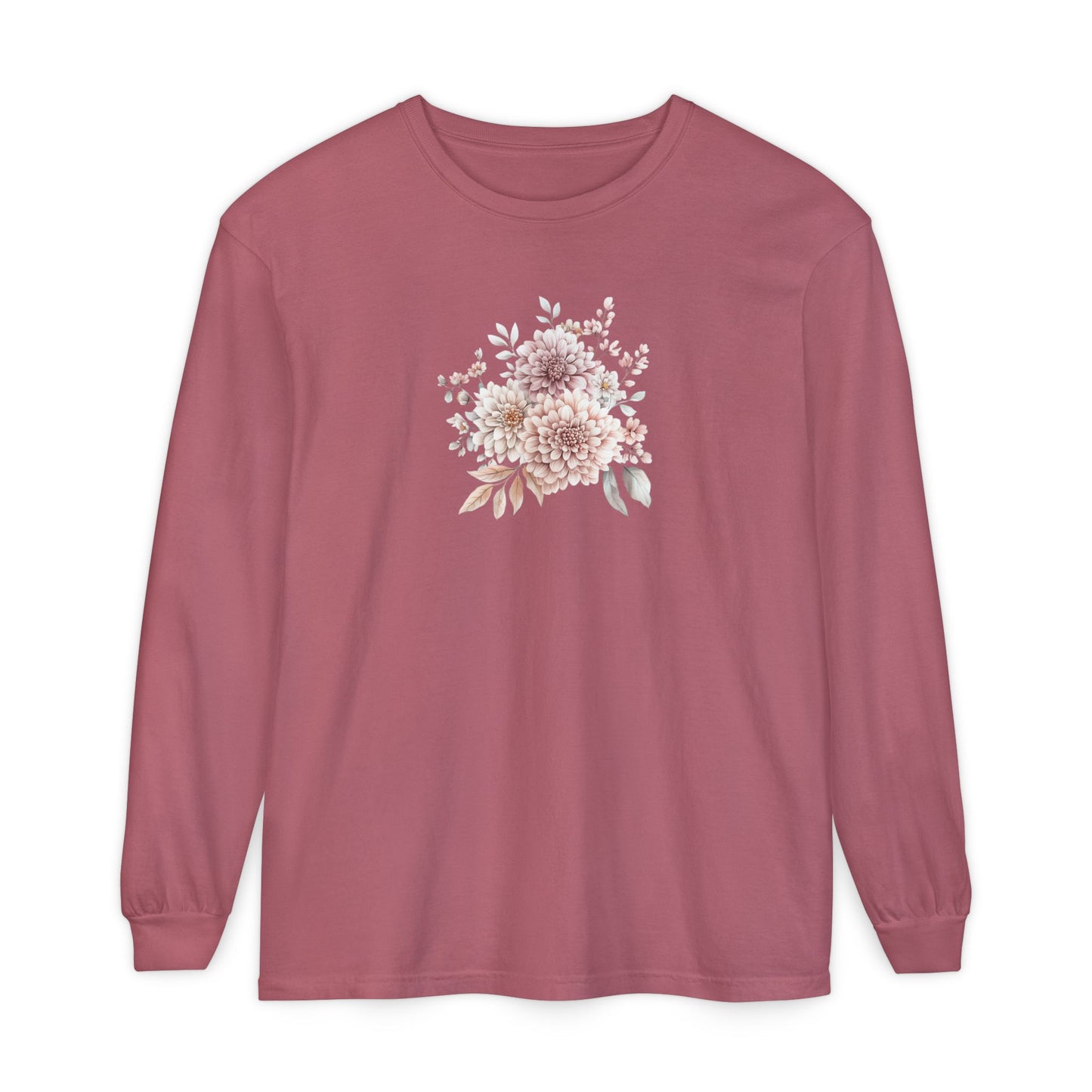 Floral Long Sleeve Tee, Cozy Gift for Her, Inspirational Spring Shirt, Boho Style Top, Perfect for Relaxing at Home