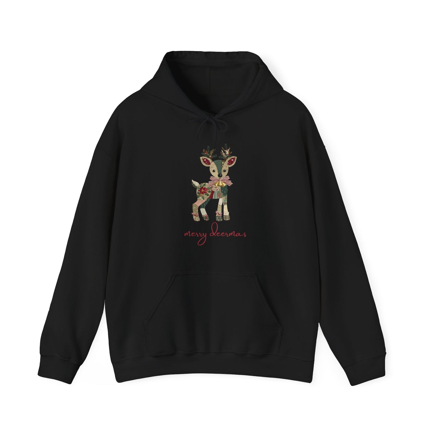 Festive Reindeer Hooded Sweatshirt | Christmas Gift, Cozy Hoodie, Holiday Sweater, Unisex Pullover, Winter Apparel