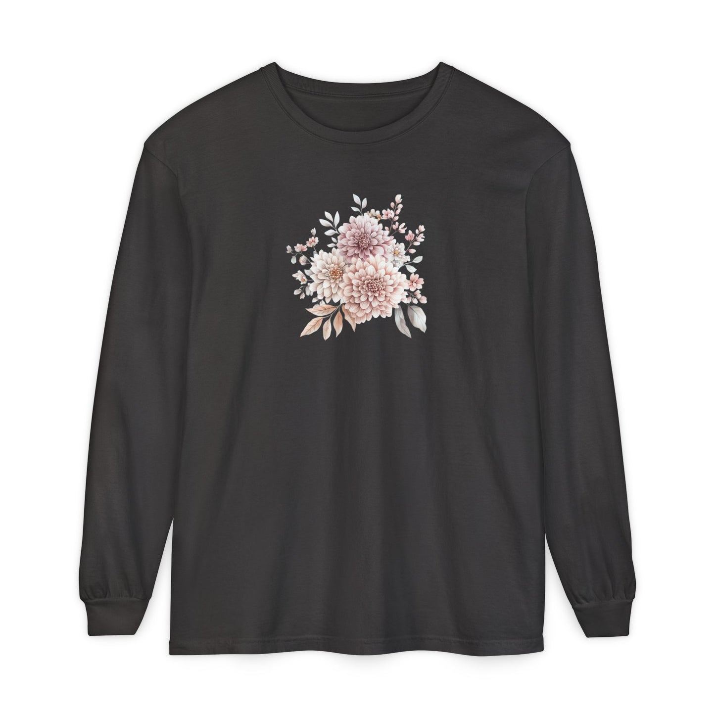 Floral Long Sleeve Tee, Cozy Gift for Her, Inspirational Spring Shirt, Boho Style Top, Perfect for Relaxing at Home