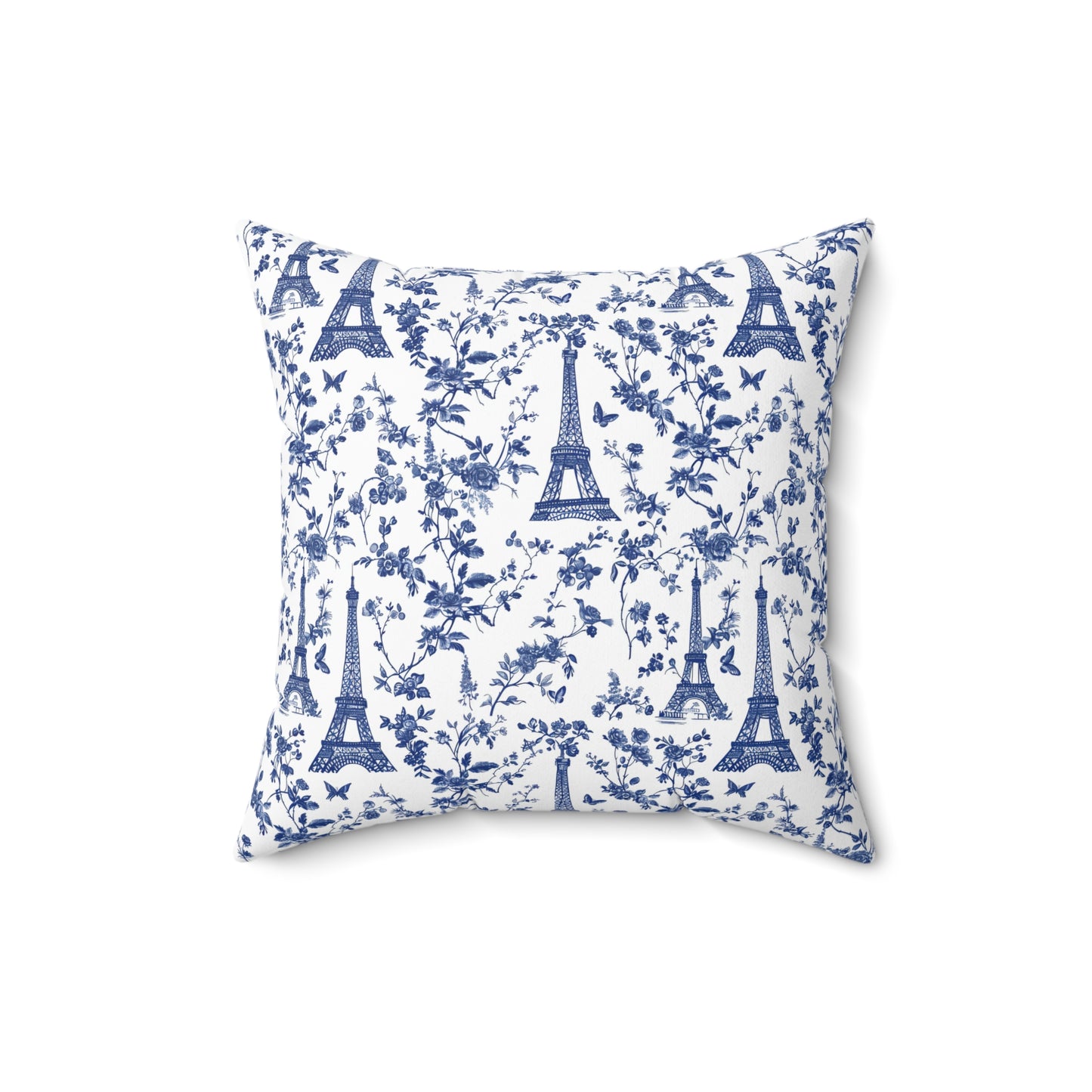 French Blue Eiffel Tower Pillow | Paris Toile de Jouy Cushion Cover | French Country Decor | Cottagecore Throw Pillow | Chic Home Gift