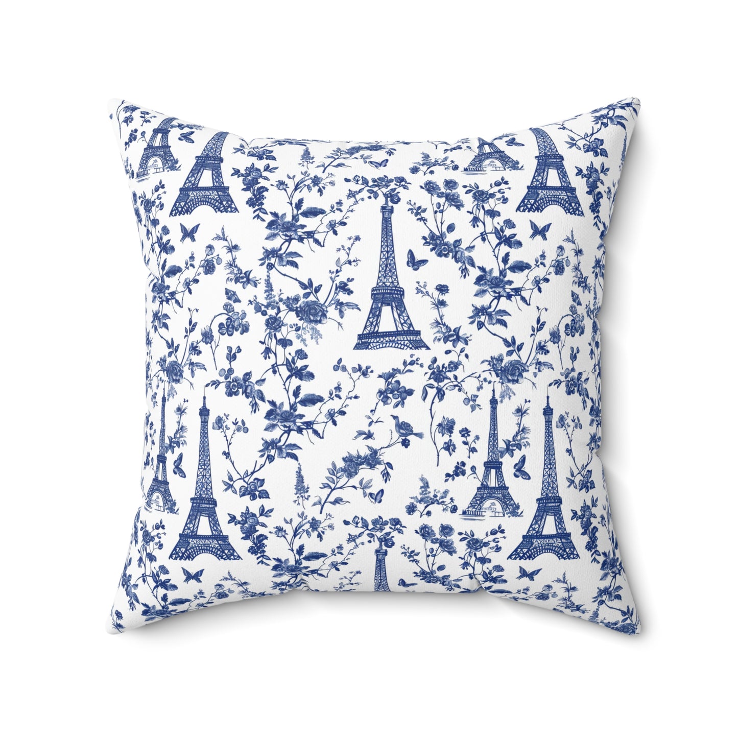 French Blue Eiffel Tower Pillow | Paris Toile de Jouy Cushion Cover | French Country Decor | Cottagecore Throw Pillow | Chic Home Gift
