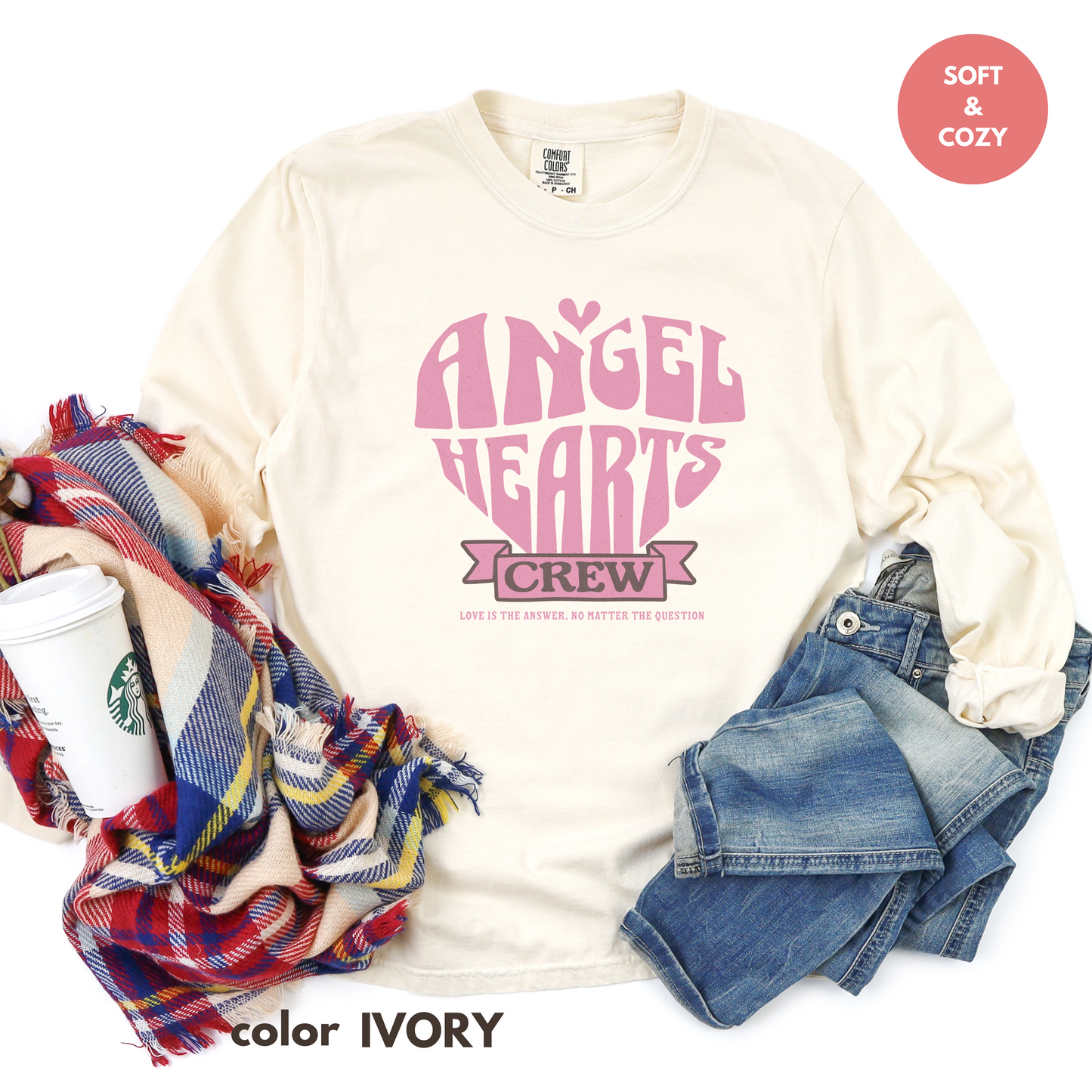 Unisex Long Sleeve T-Shirt with Angel Hearts Design - Casual Wear, Gift for Friends, Birthday, Cozy Layering, Graphic Tee