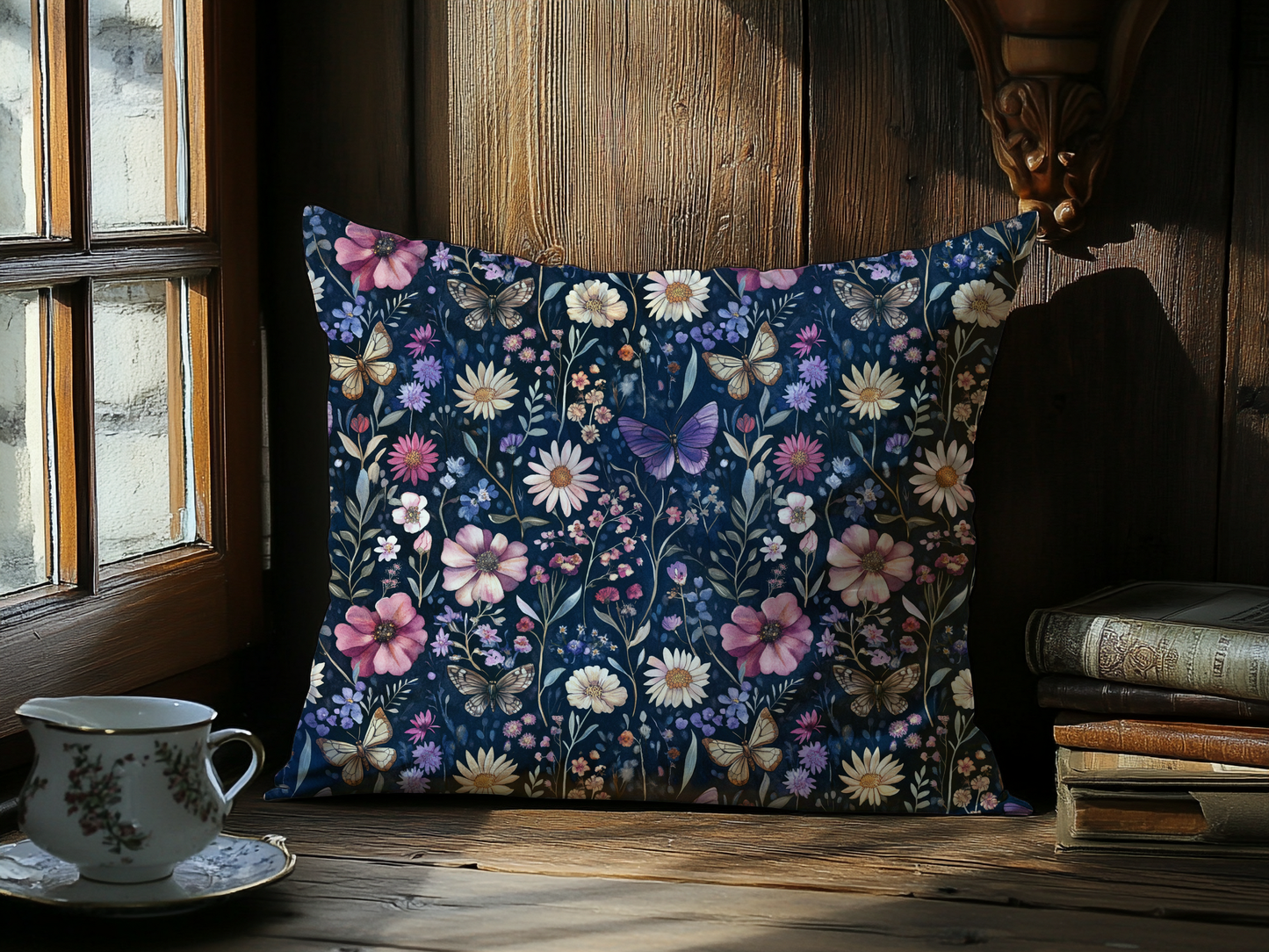 Butterfly Garden Decor Pillow, Cozy Floral Accent Pillow, Nature-Inspired Home Decor, Gift for Nature Lovers, Spring Celebration