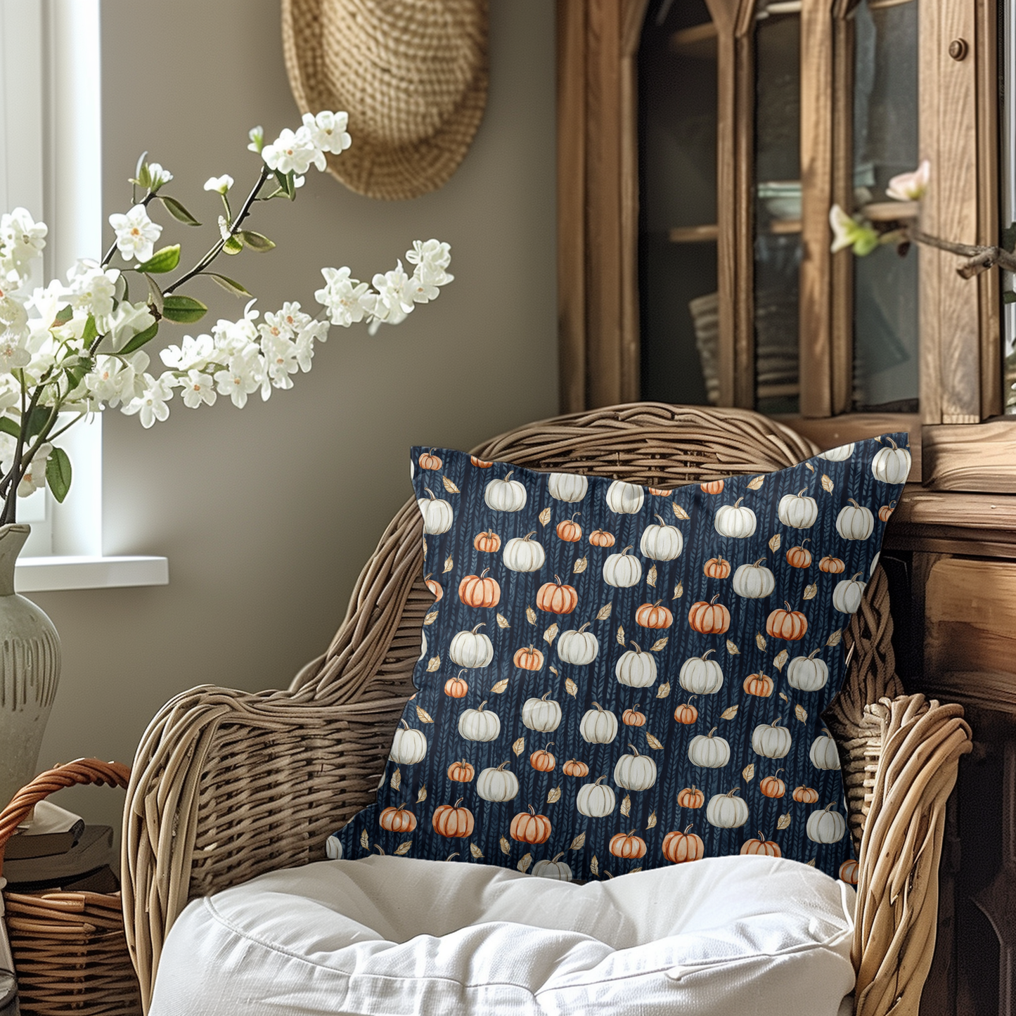 Cozy Fall Pumpkin Pillow, Autumn Decor, Halloween Cushion, Farmhouse Pillow, Thanksgiving Home Styling, Seasonal Throw Pillow