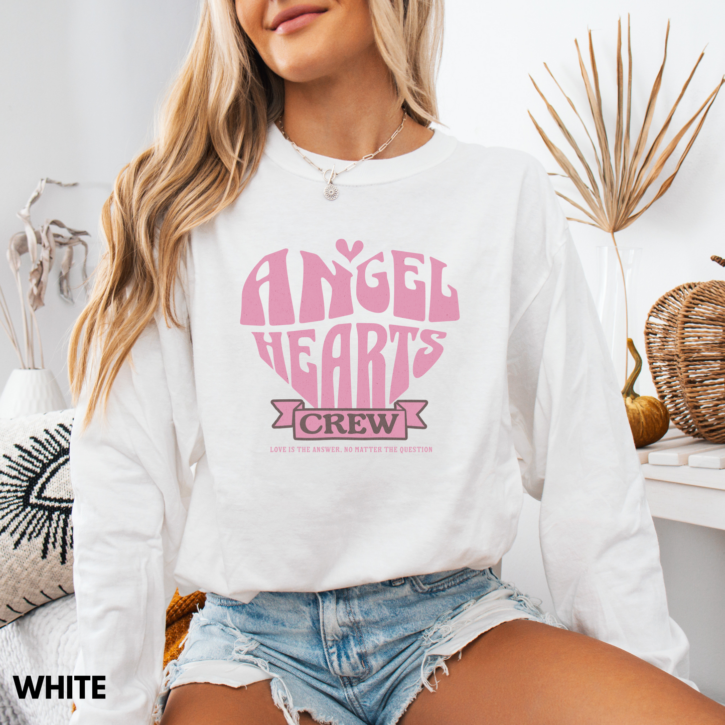 Unisex Long Sleeve T-Shirt with Angel Hearts Design - Casual Wear, Gift for Friends, Birthday, Cozy Layering, Graphic Tee