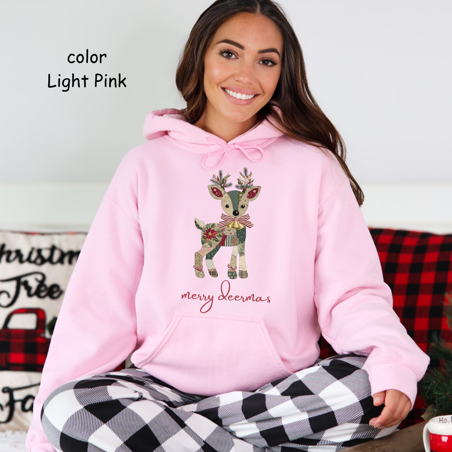 Festive Reindeer Hooded Sweatshirt | Christmas Gift, Cozy Hoodie, Holiday Sweater, Unisex Pullover, Winter Apparel